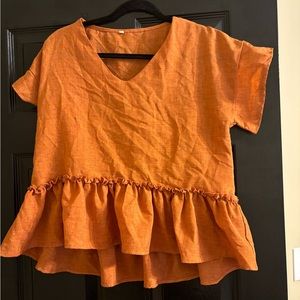 Ruffle blouse slightly cropped